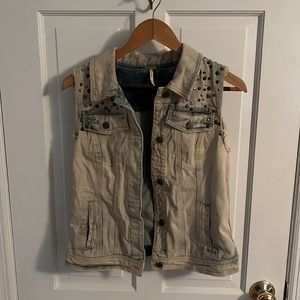 Free People Denim Studded Vest